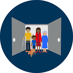 including others logo that shows an open door of cartoon people on a dark blue background